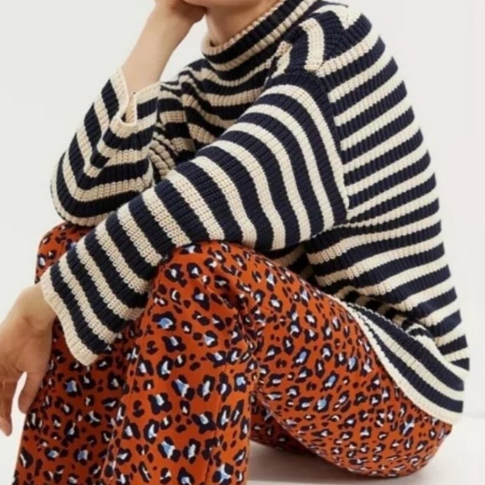 Maeve Anthropologie Rust Orange Leopard Print Bootcut Pants